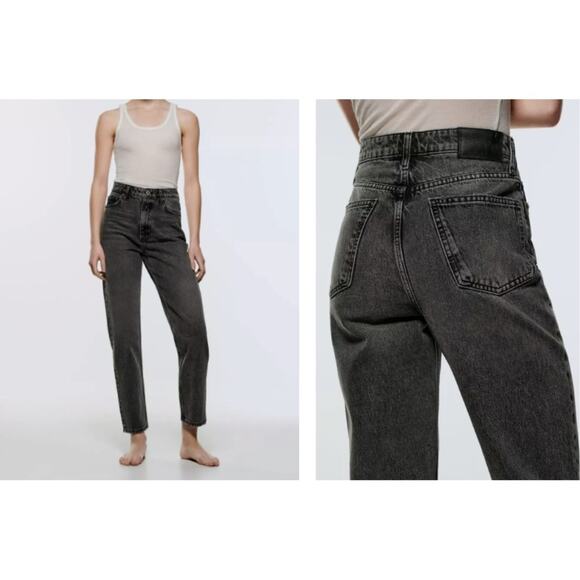 ZARA The 90s Mom Fit Black Jeans High Waist Size 0 Vintage Feel Y2K Washed Out - Picture 1 of 10